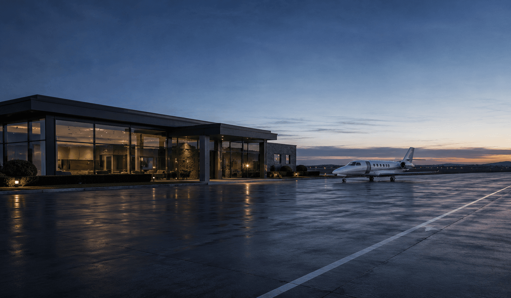 Executive terminal at dusk
